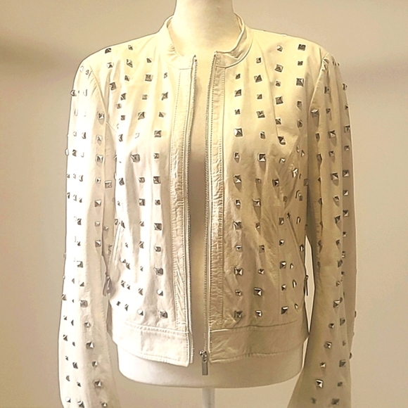 Bebe studded Leather off white jacket Motto - Picture 2 of 14